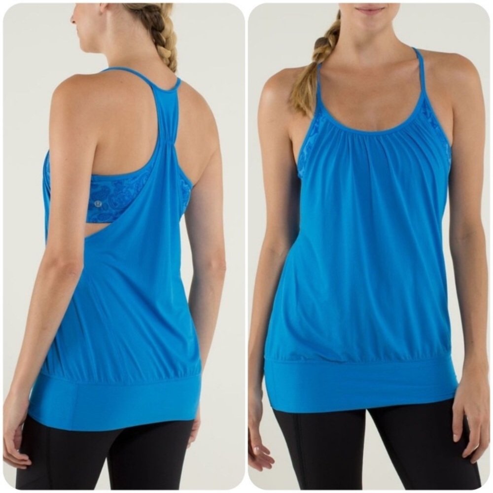 LuluLemon No Limits 2 in 1 Paisley Blue Tank Top 8